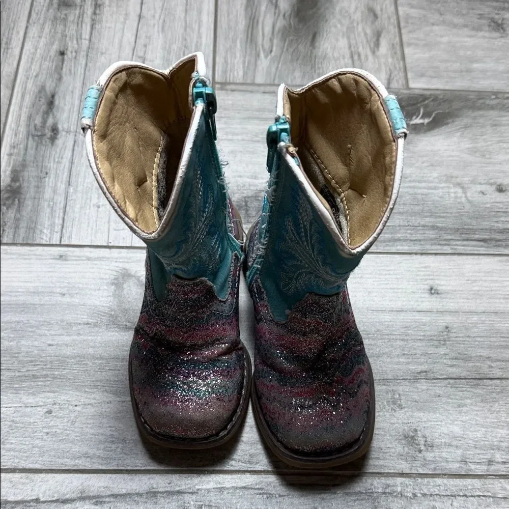 Baby/Toddler Sparkle Western Boots in Blue and Pink